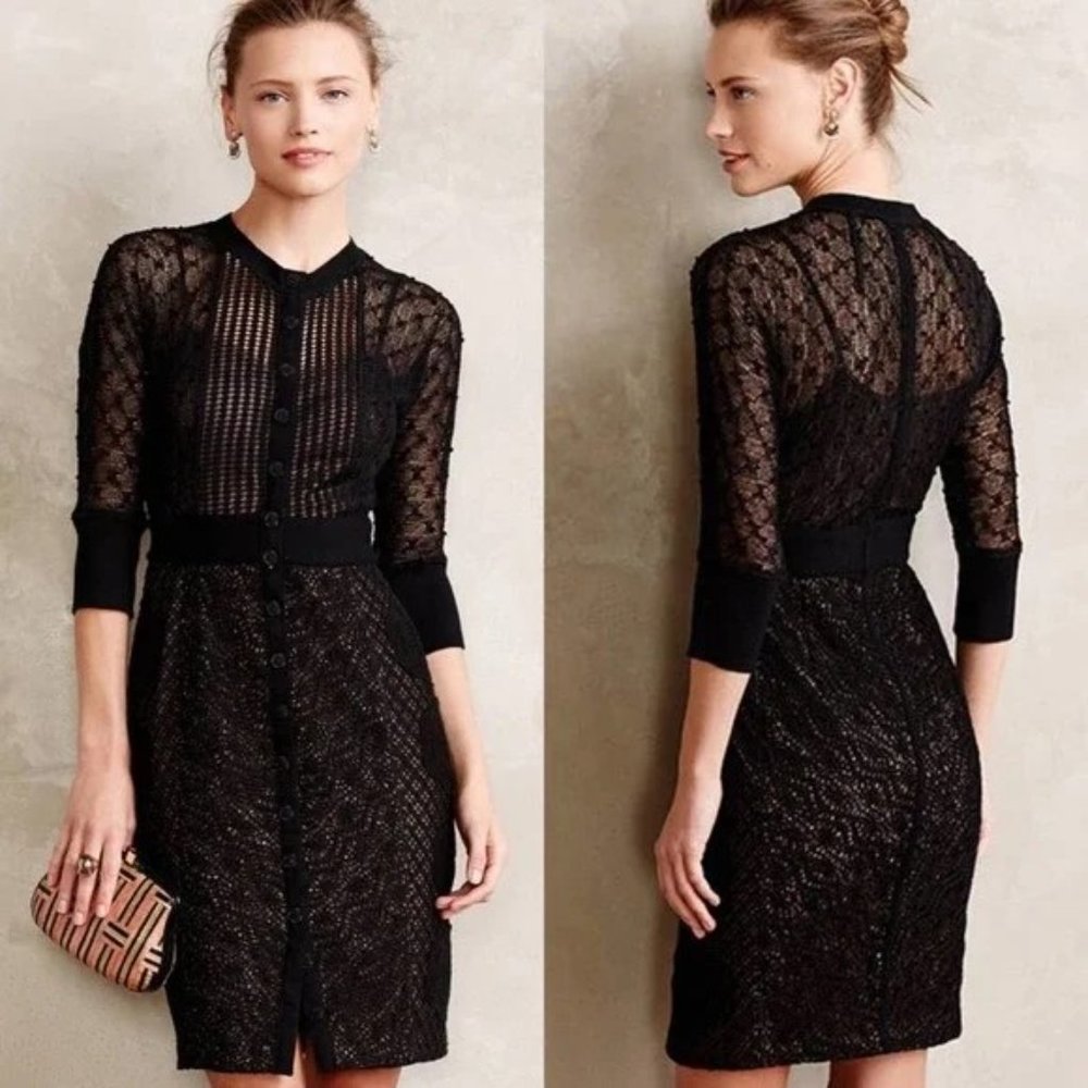 Anthropologie Beguile Byron Lars Mona Dress Black Sz 4